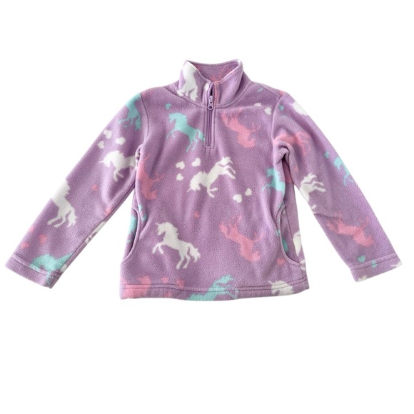 btween Other - Btween Lavender Unicorn Fleece Pullover 3/4 Zip Soft Sweatshirt | Girls Size 5